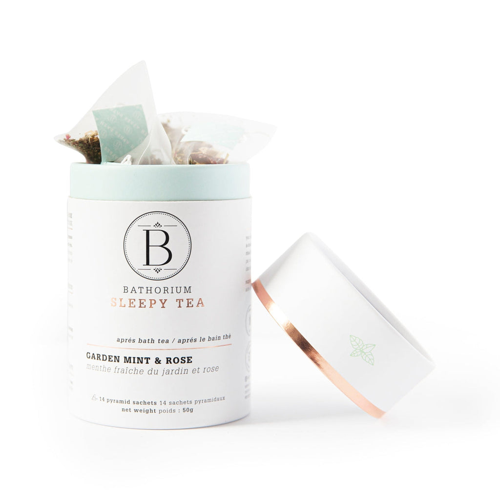 Bathorium-Après Bath Sleepy Time Pyramid Bagged Tea: Garden Mint & Rose-